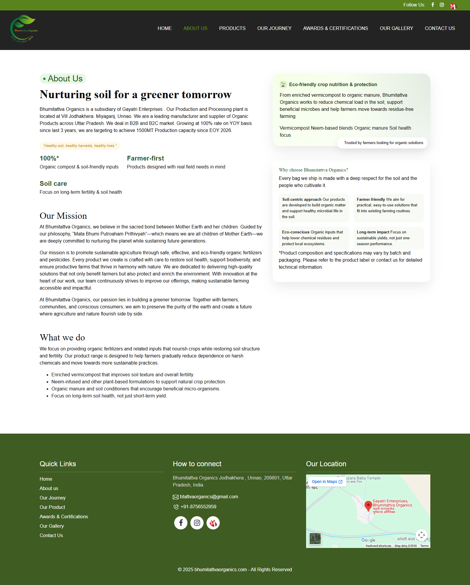 Bhumitattva Organics brand and website preview