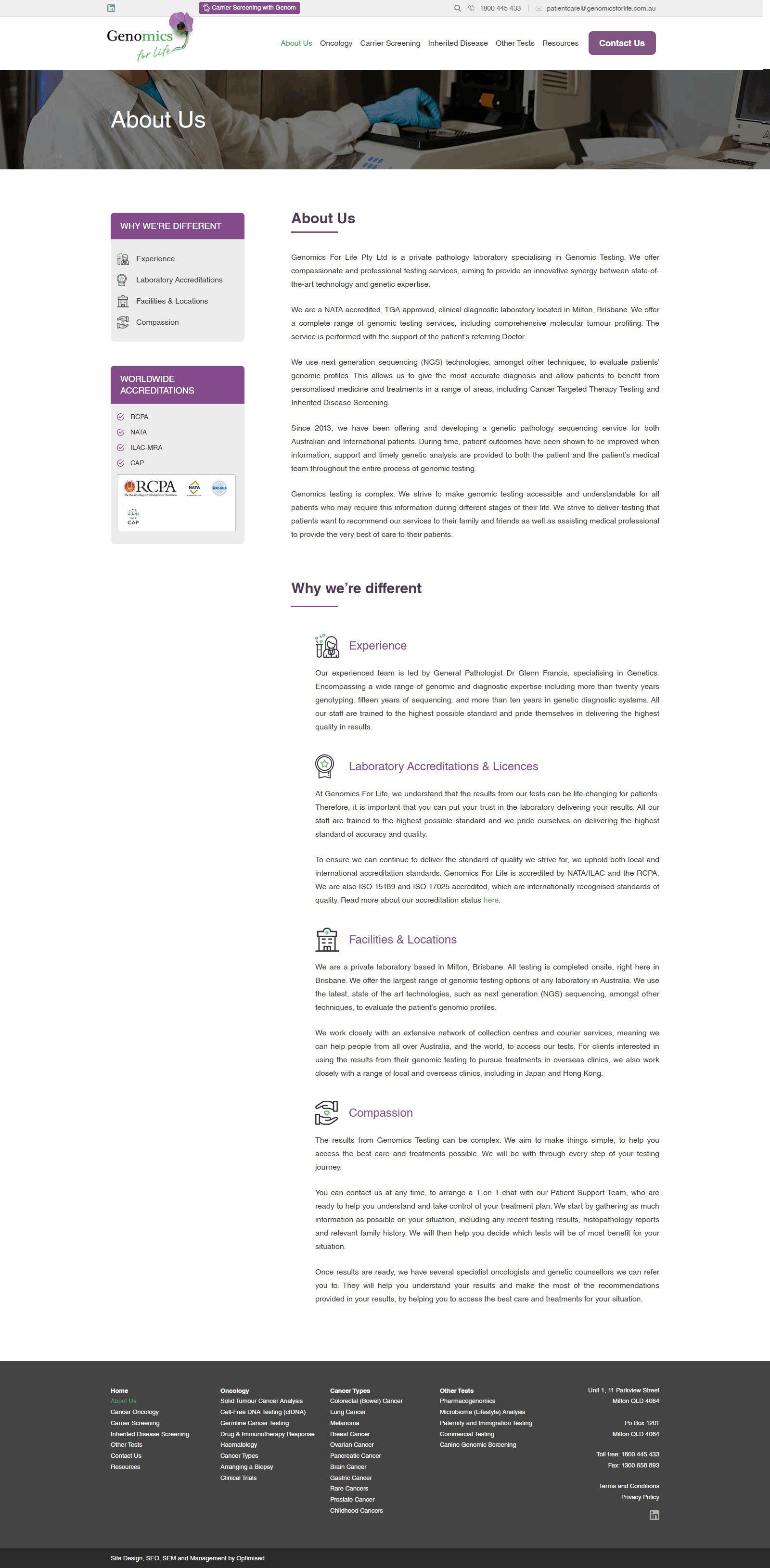 Genomics For Life diagnostic interface preview